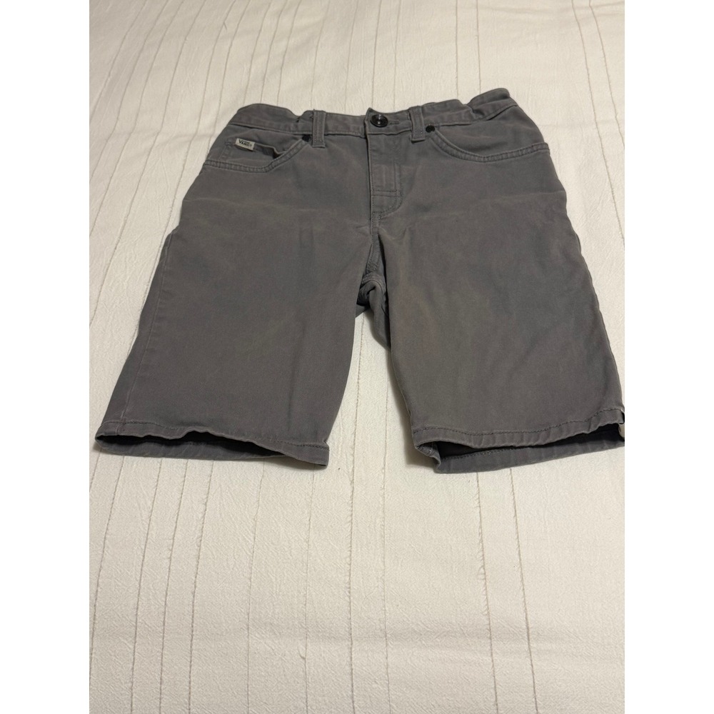 Vans Off The Wall Boys Five Pocket Shorts Gray Size 10 Zip Button Cuffed Hem